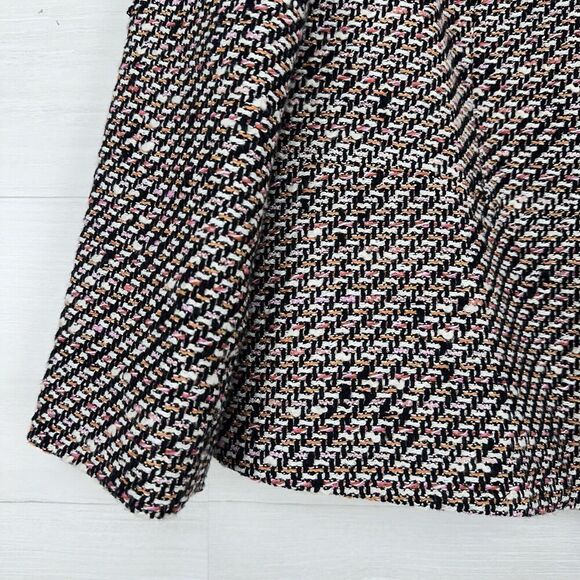 Talbots Tweed Blazer Lady Jacket Women 12 Black Pink Long Sleeves Round Neck - Picture 3 of 12